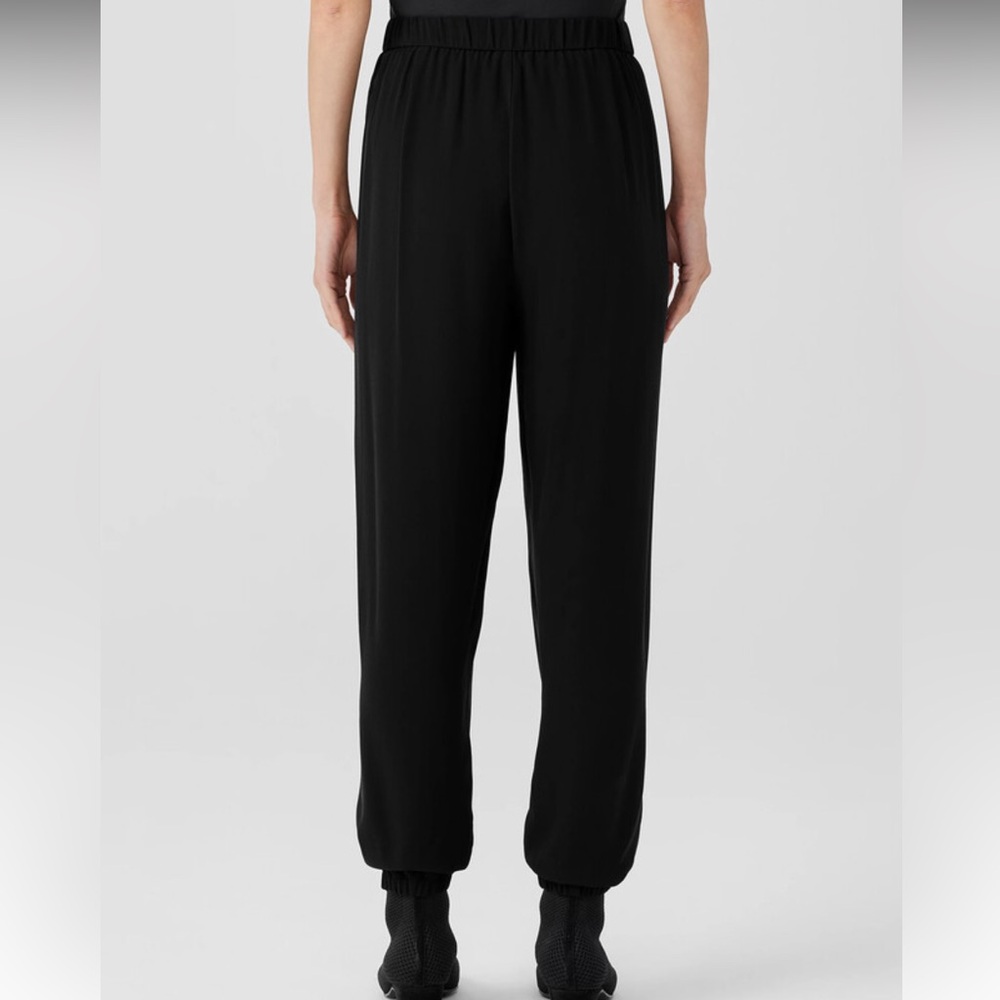 Eileen Fisher Black silk crepe joggers - Picture 4 of 11